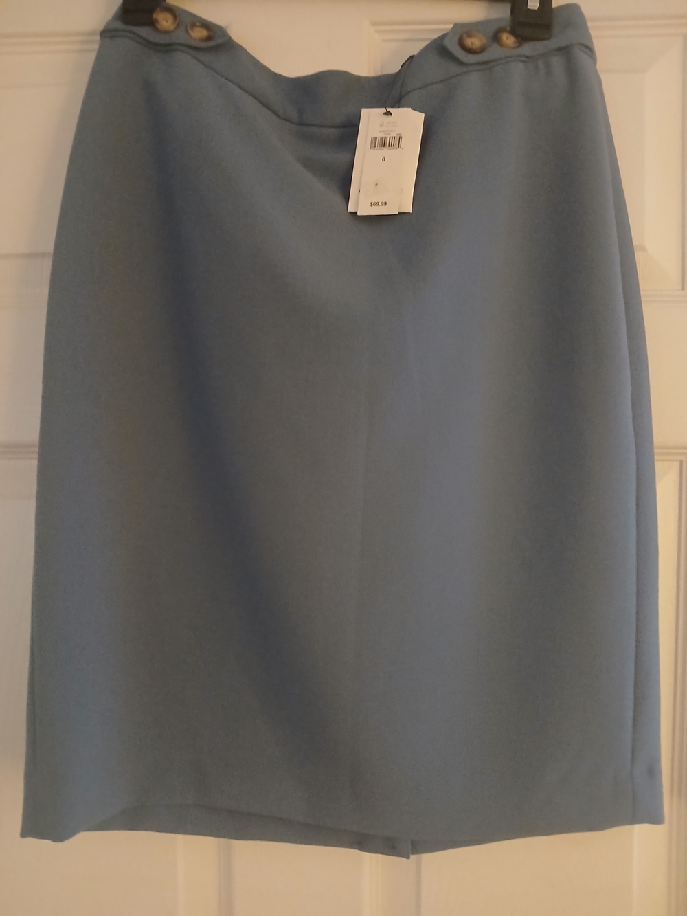 Banana Republic Light Blue Pencil Skirt with Button Accents
